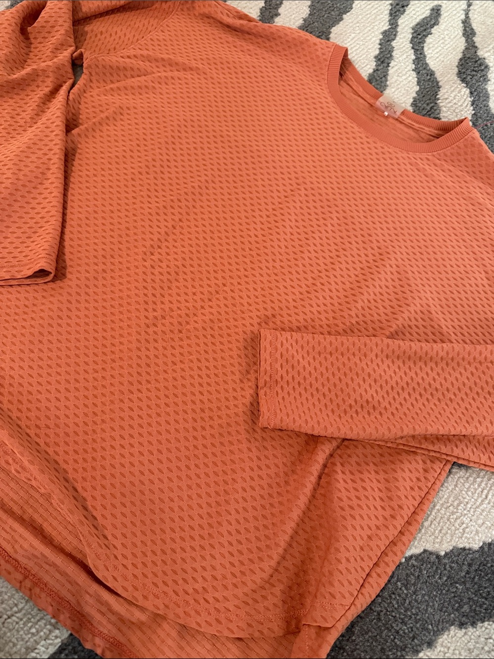 CALIA by Carrie Underwood Long-Sleeve Waffle Knit Shirt — Rust